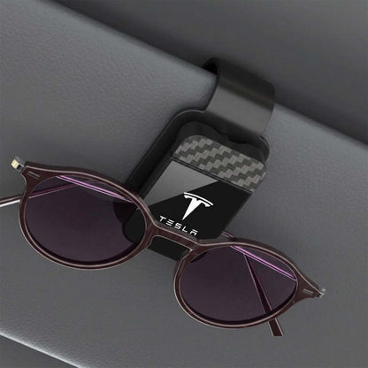 Universal Car Sun Visor Glasses Holder – Carbon Fiber Sunglasses Clip Organizer
