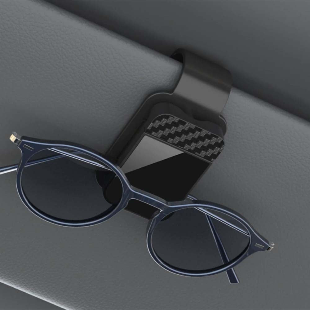 Universal Car Sun Visor Glasses Holder – Carbon Fiber Sunglasses Clip Organizer