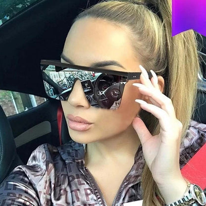 Y2K Punk One-Piece Shield Sunglasses Cyber Shield Wrap-Around Shades