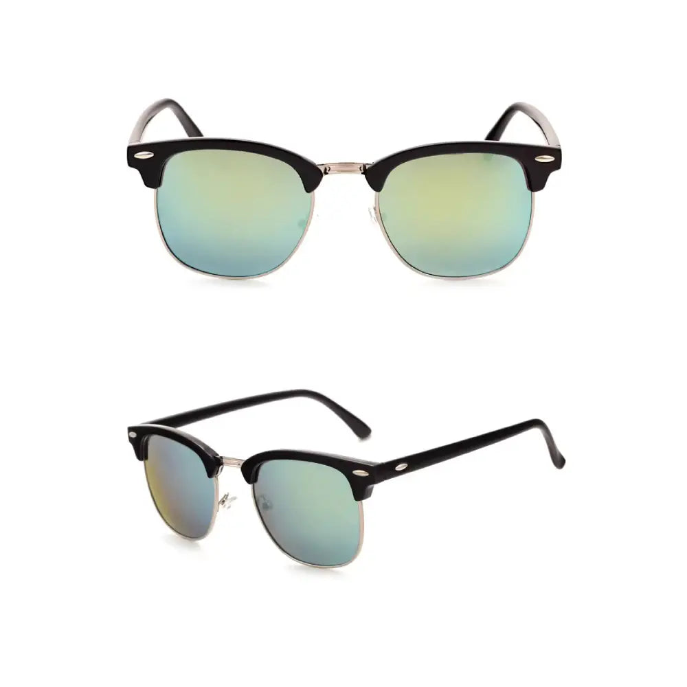 Classic Clubmaster Sunglasses – Vintage Browline UV400 Polarized Shades
