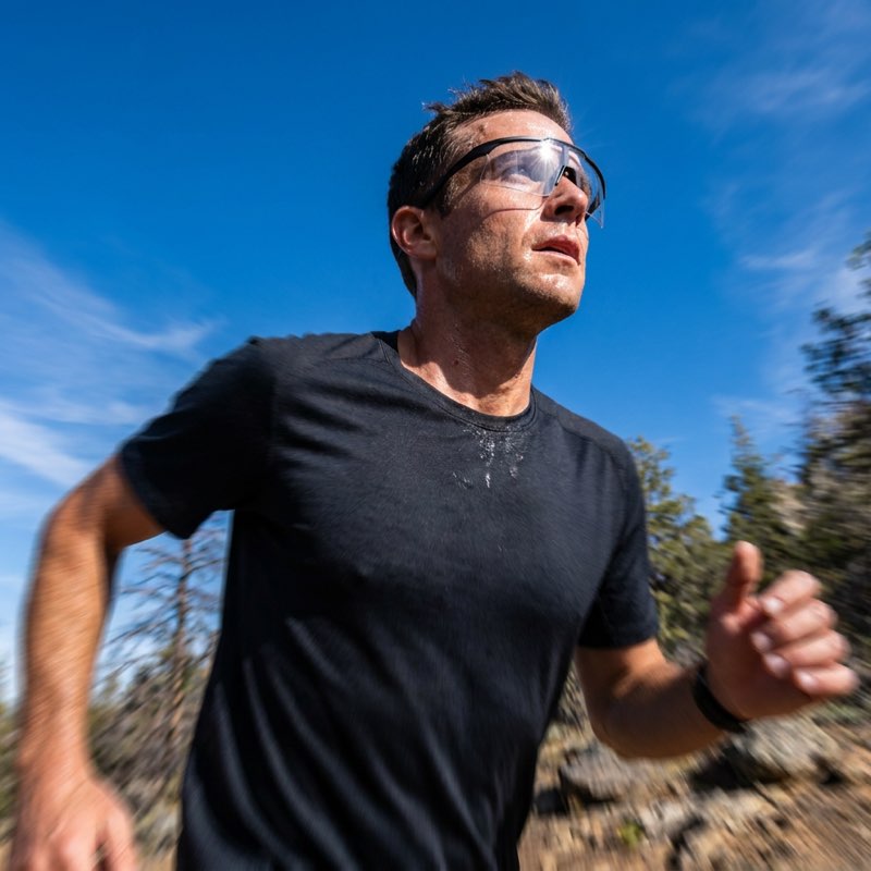 UV400 Shield Sports Sunglasses worn by trail runner