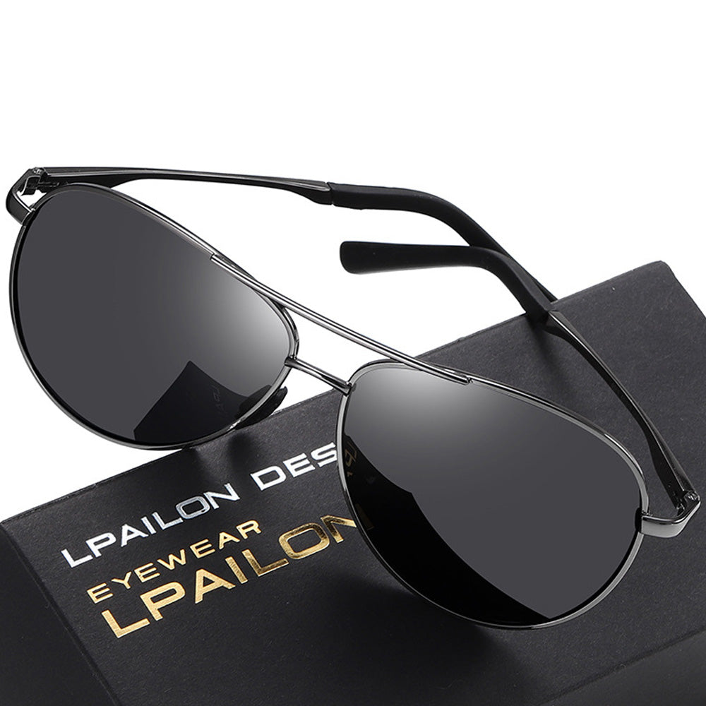 Polarized Metal Aviator – Day & Night Dual-Use Driving Sunglasses