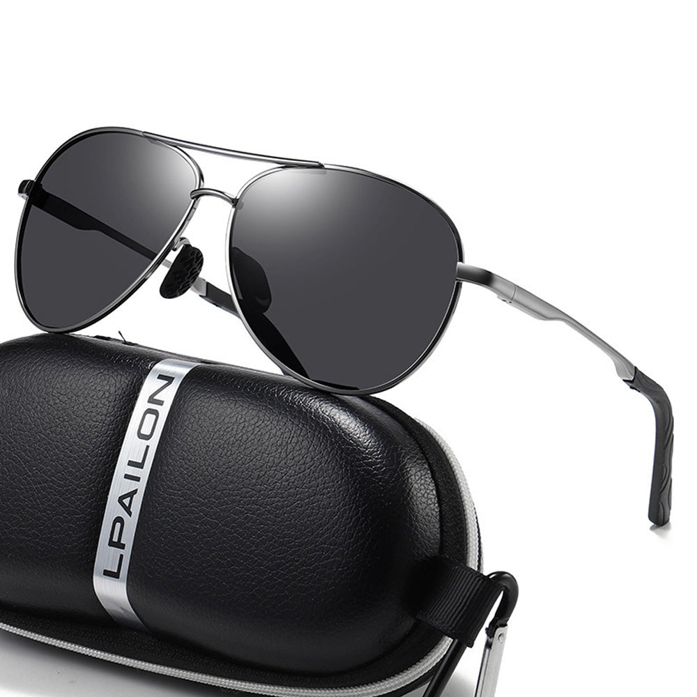 Polarized Metal Aviator – Day & Night Dual-Use Driving Sunglasses