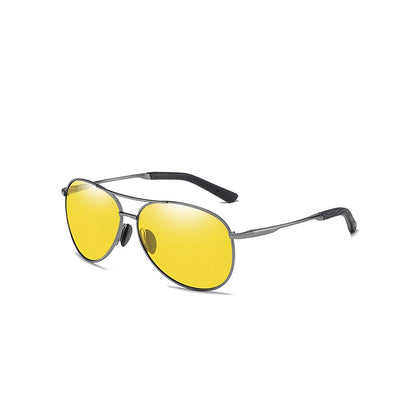Polarized Metal Aviator – Day & Night Dual-Use Driving Sunglasses