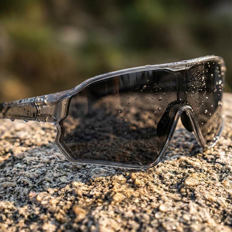 UV400 Classic Cycling Sunglasses close-up on granite rock