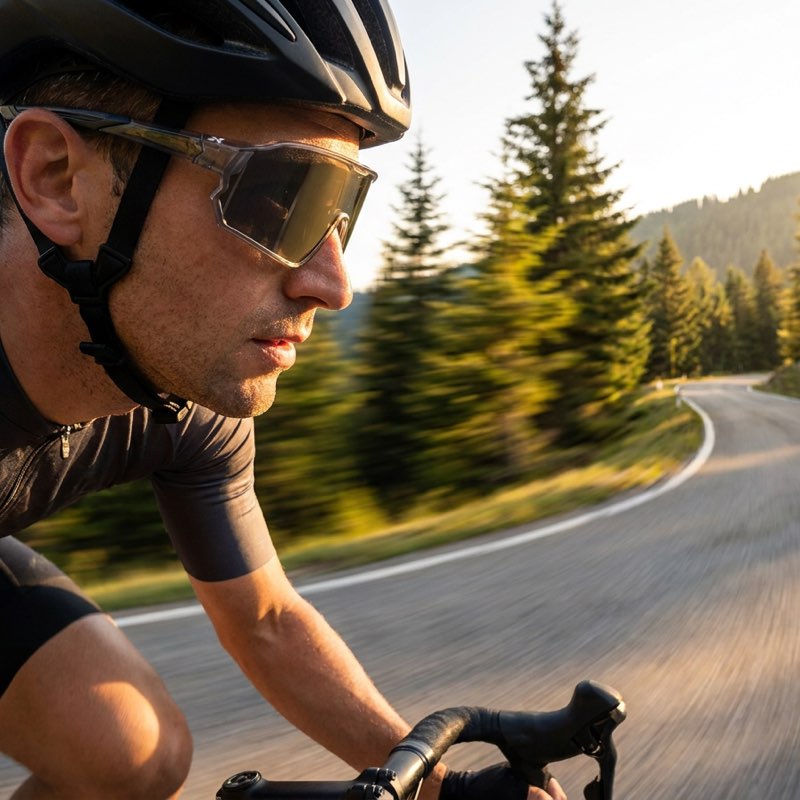 UV400 Classic Cycling Sunglasses worn by cyclist on road